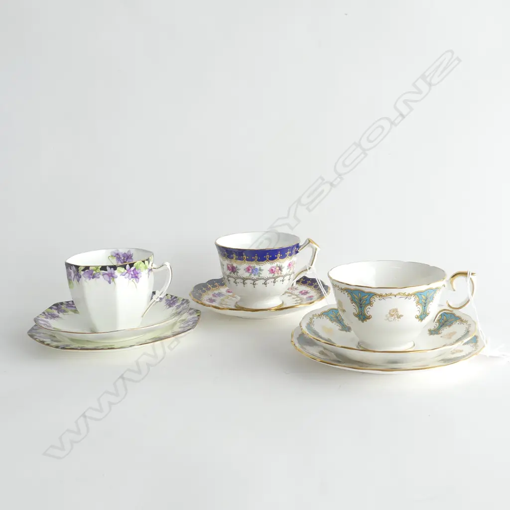 ROYAL DOULTON VIOLETS TRIO, CROWN STAFFORDSHIRE TRIO & AYNSLEY C&S Image 1++