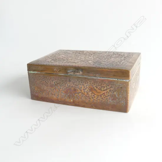 OLD TURKISH EMBOSSED COPPER BOX 145 X 110 X 55MM
