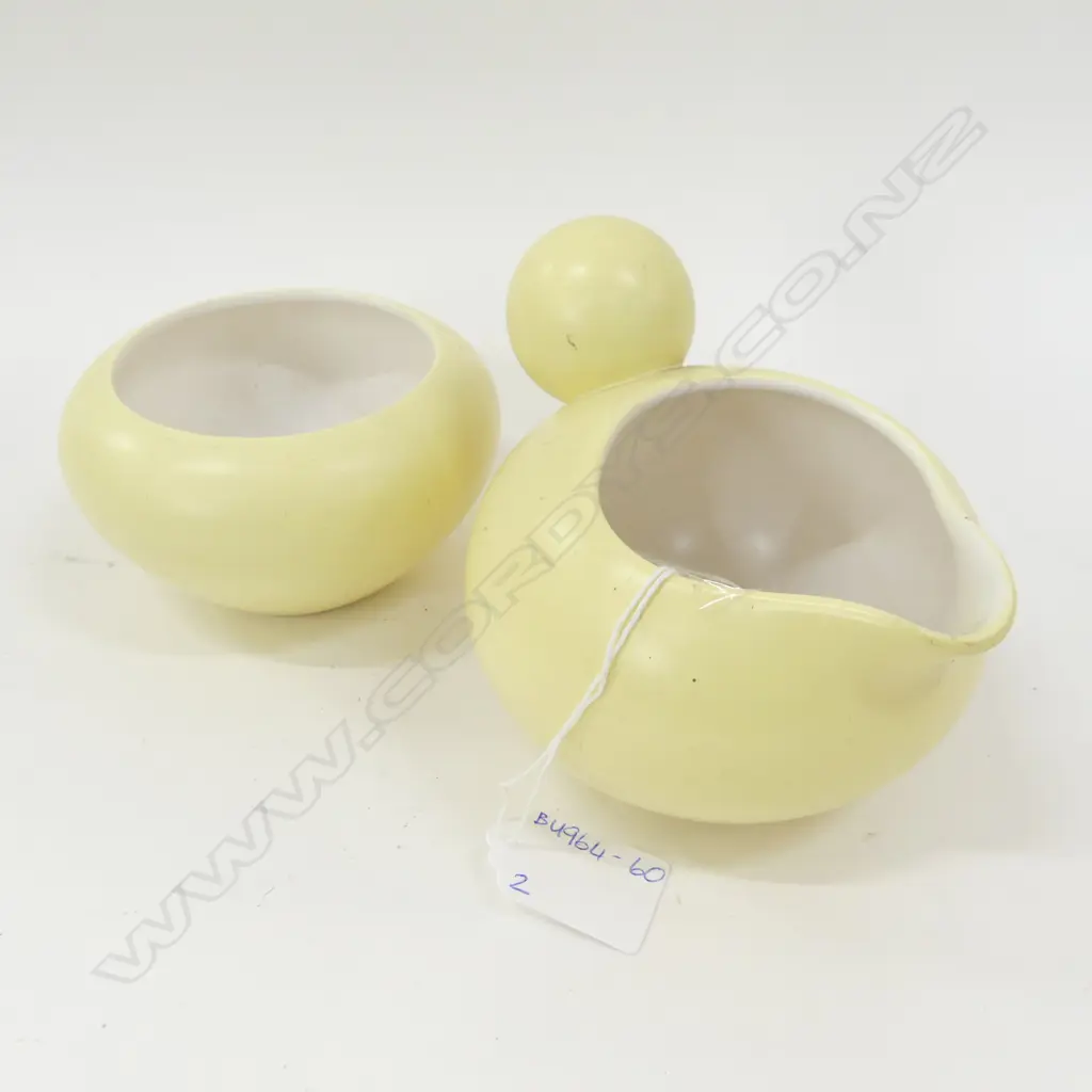 CROWN LYNN DOROTHY THORPE SANTA BARBARA - BALL HANDLE MILK JUG & SUGAR BOWL  Image 1++