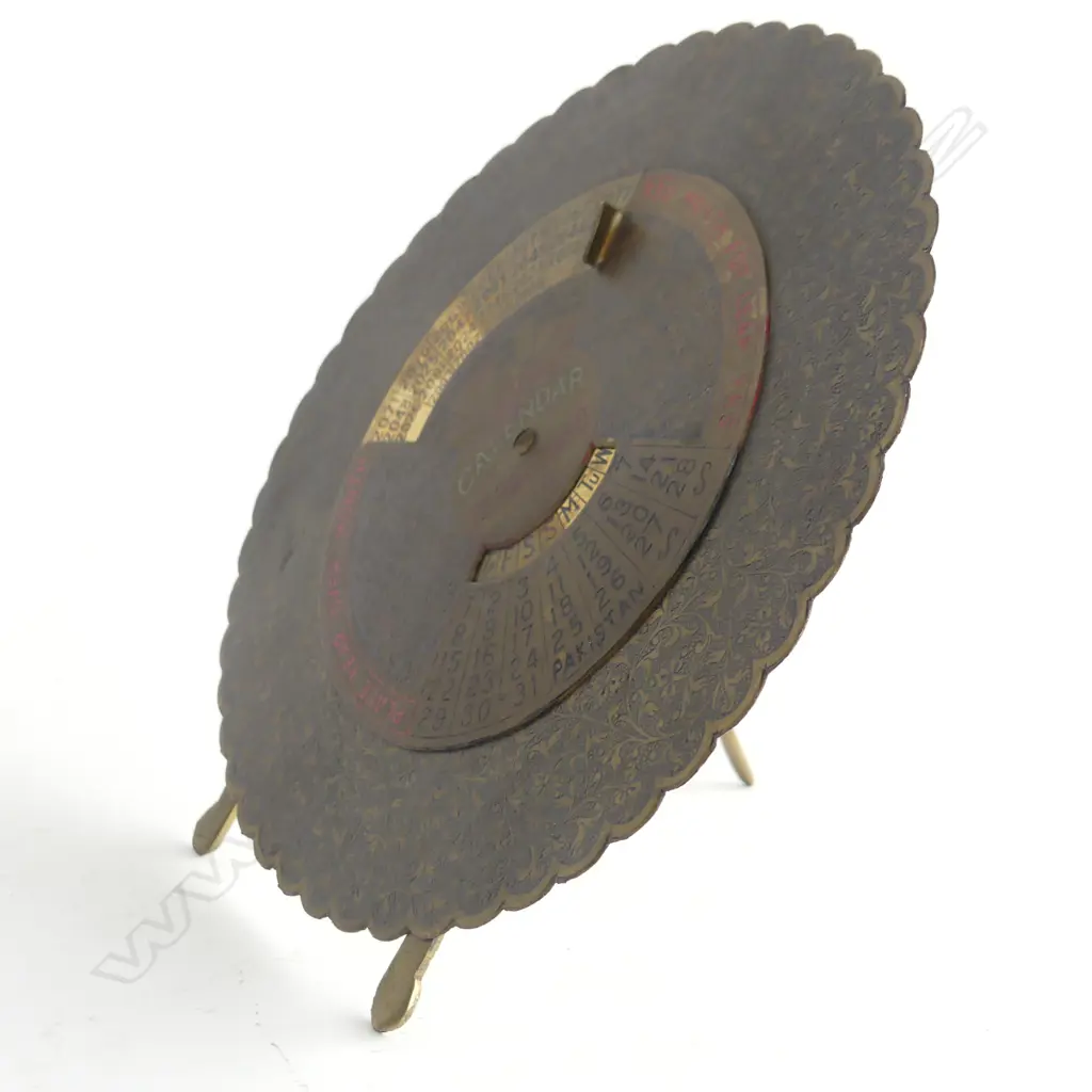 PAKISTANI BRASS 100 YEAR DISK CALENDAR 175mm dia Image 1++