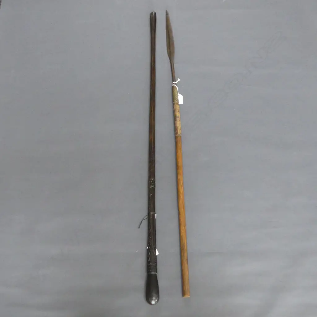 ZULU YOUTH STABBING SPEAR w. MONKEY SKIN GRIP + MASSIM WALKING STICK L.980mm Image 1++