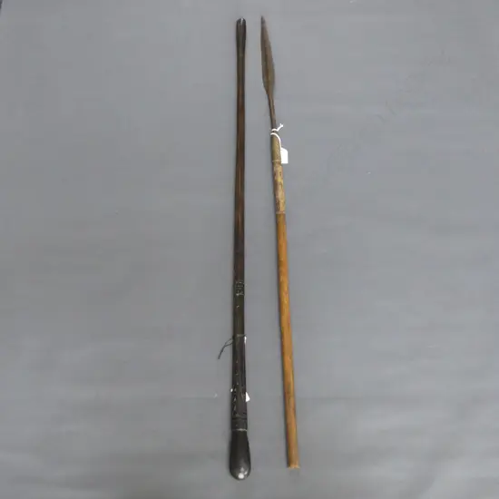 ZULU YOUTH STABBING SPEAR w. MONKEY SKIN GRIP + MASSIM WALKING STICK L.980mm