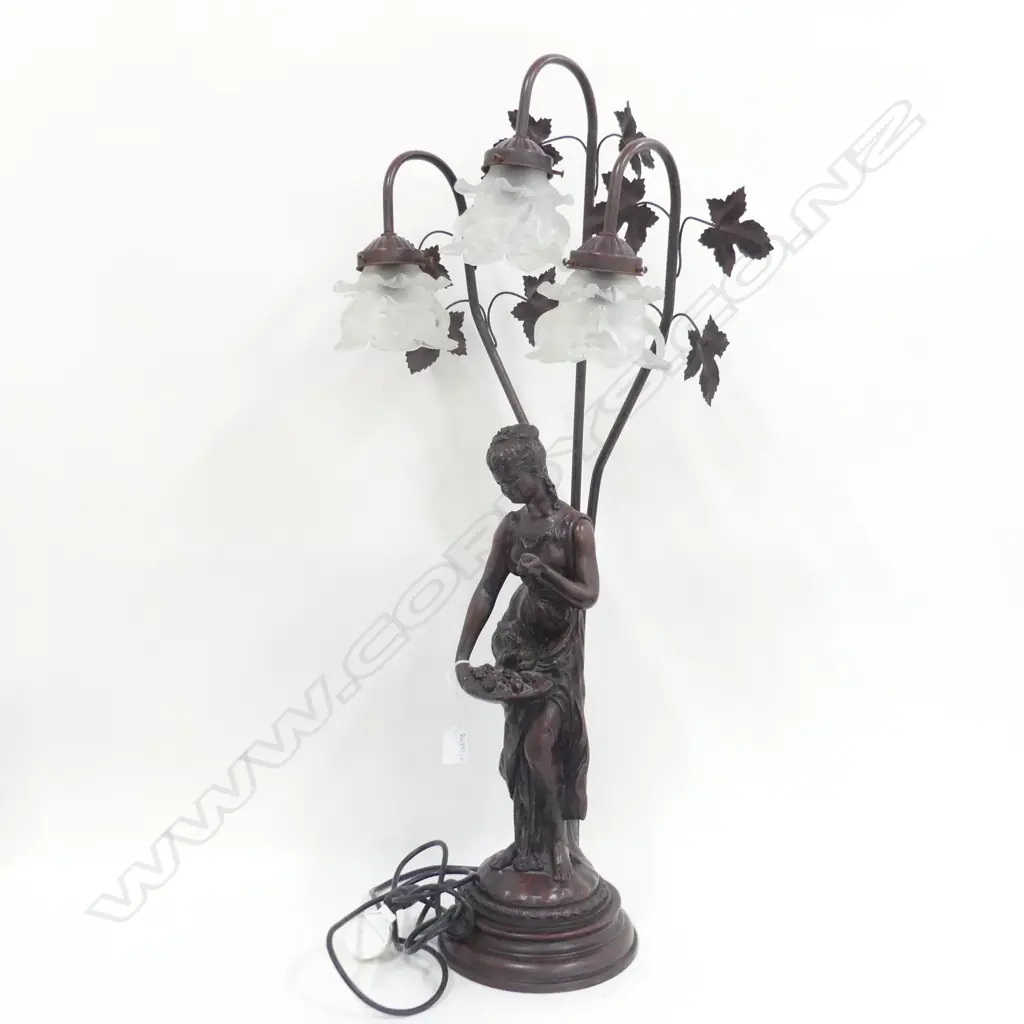 LGE ANTIQUE STYLE BRONZED RESIN LAMP H.830mm Image 1++