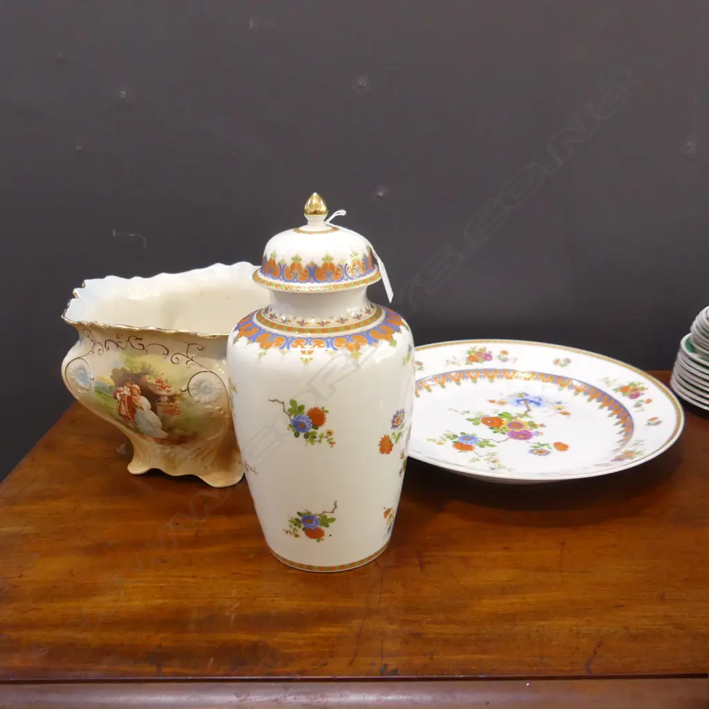 KAISER GERMAN 'KANTON' LIDDED GINGER JAR H.330mm + MATCHING CHARGER 390mm dia + JARDINERE Image 1++