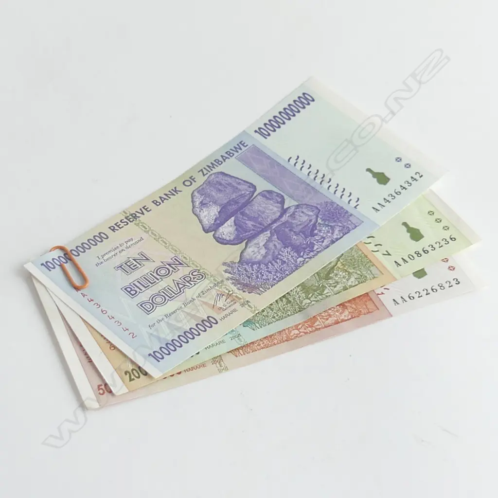 THREE ZIMBABWEAN BANK NOTES - PRE POLITICAL UPRISING Image 1++