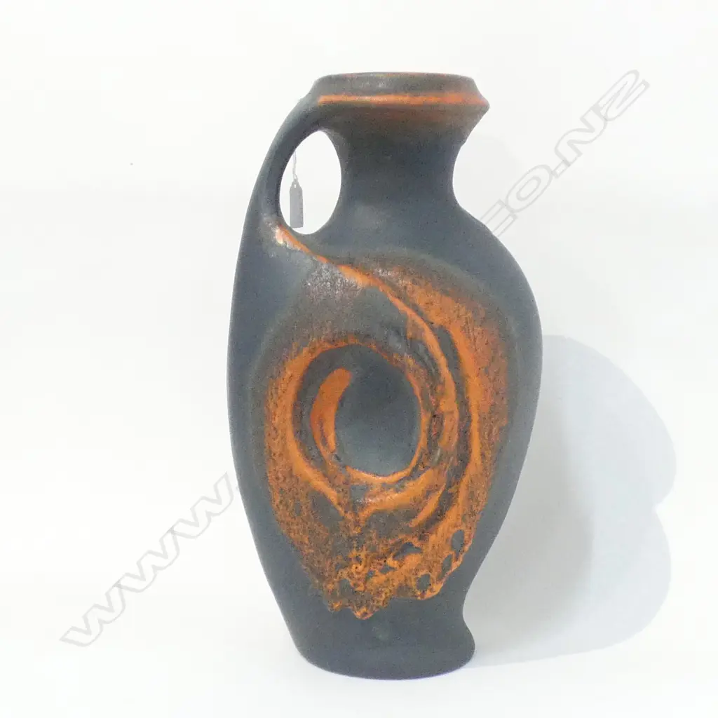 LG WEST GERMAN ORANGE LAVA VASE H 450MM repair to top Image 1++
