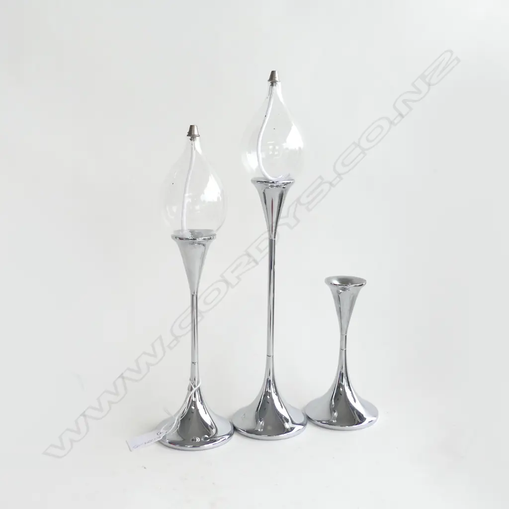 3 GRADUATED FREDDIE ANDERSEN RARE DANISH CANDLE HOLDERS 'CLEAR DROPS' (West Germany 1969) (2 drops only - all remove) Image 1++