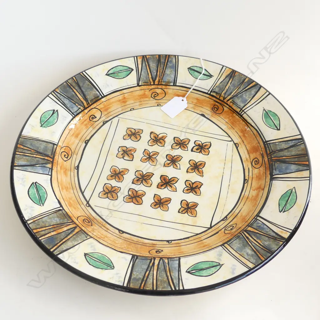 DIANA POOR STUDIO POTTERY PACIFICA PLATTER Dia.360mm Signed Image 1++