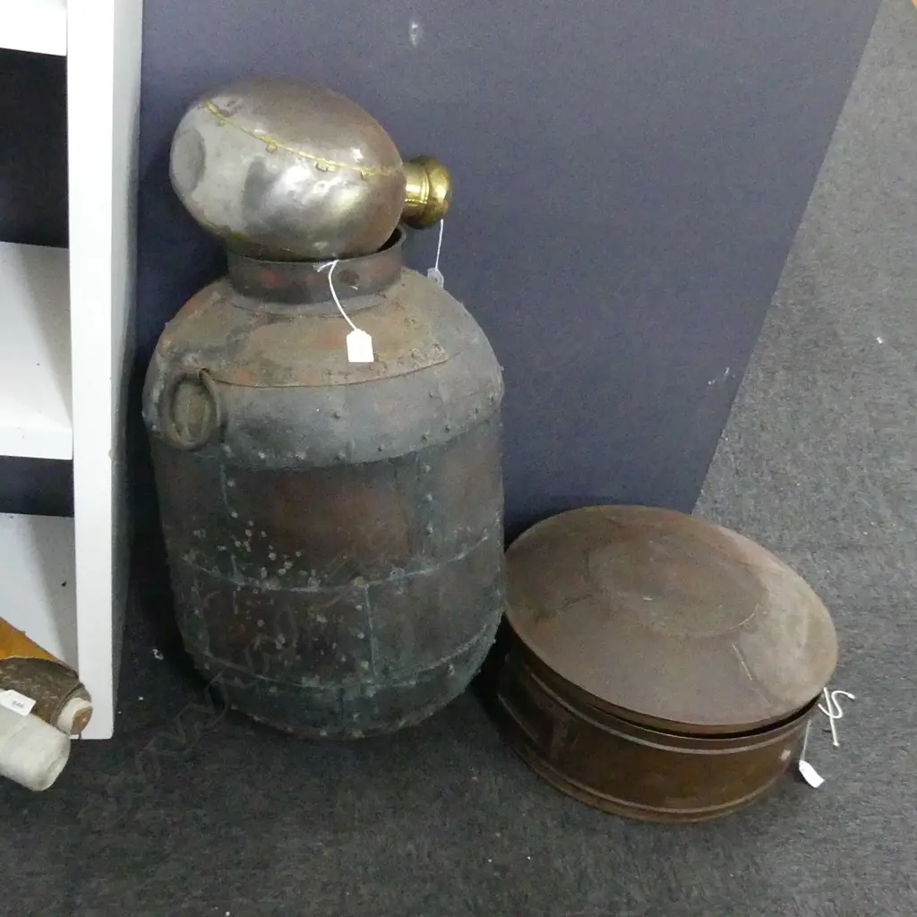 LARGE COPPER POT AND THREE OTHER PIECES Image 1++
