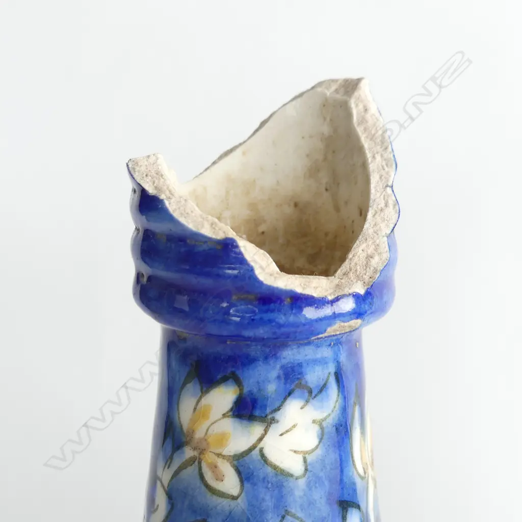 2 OLD IRANIAN POTTERY BELLS SHAPED VASES OR BOTTLES  BOTH A/F H. 265MM Image 1++