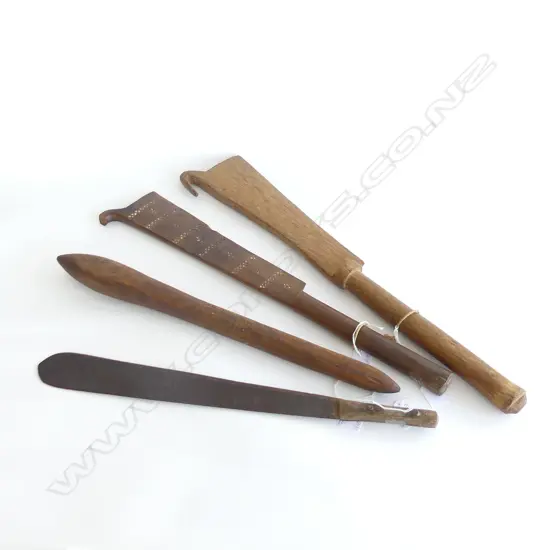 AFRICAN BUSH KNIFE, 2 VINTAGE SAMOAN TOURIST CLUBS (L.610mm), ABORIGINAL NULLA NULLA L.505mm