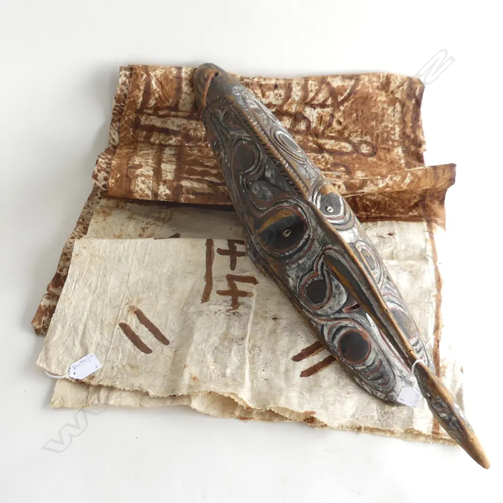 CARVED WOODEN PNG MASK H.700mm + TAPA CLOTH Image 1++