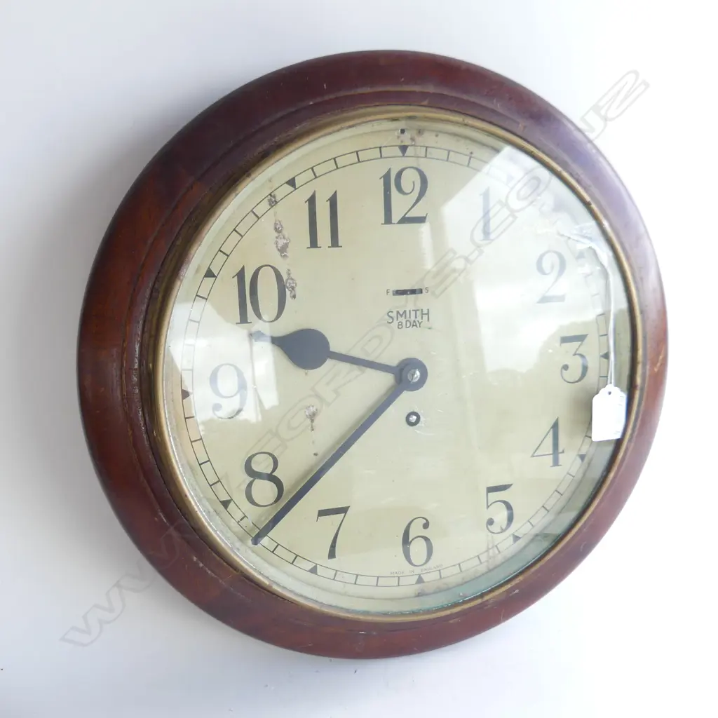 SMITHS WOODEN FRAMED 8-DAY WALL CLOCK WITH KEY DIA  400MM Image 1++