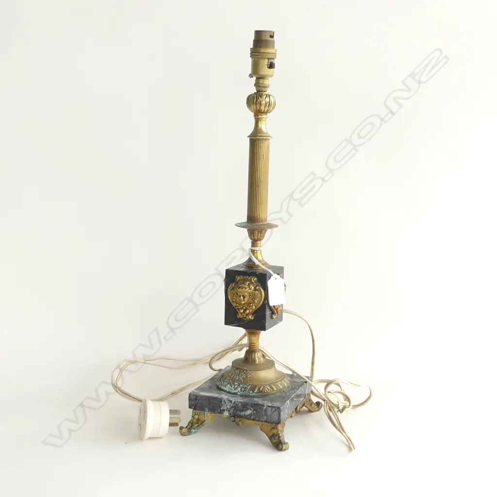 BRASS & BLACK MARBLE LAMP BASE AF H.480mm Image 1++