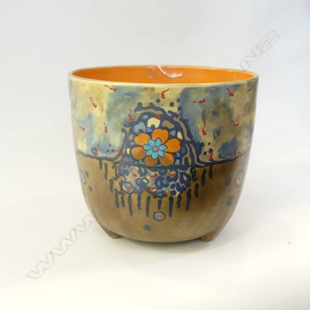 LG UNUSUAL  BURSLEM WARE JARDINIERE - MARKED 'BUTTER' 'STORM' H. 200MM DIA  220MM   Image 1++
