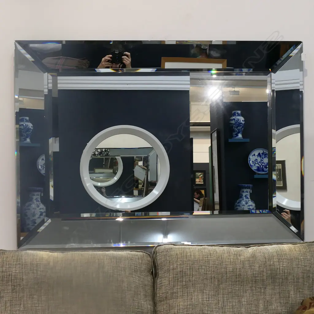 LARGE RECTANGULAR DECO STYLE MIRROR, 1170 x 860mm minor fault Image 1++