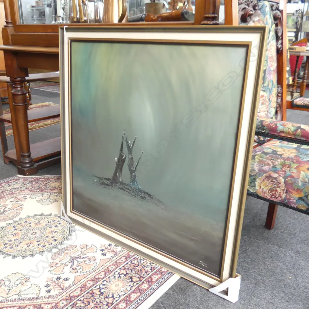 LGE OIL ON CANVAS ARTWORK SIGNED 'TURNER 73' 795x795mm Image 1++