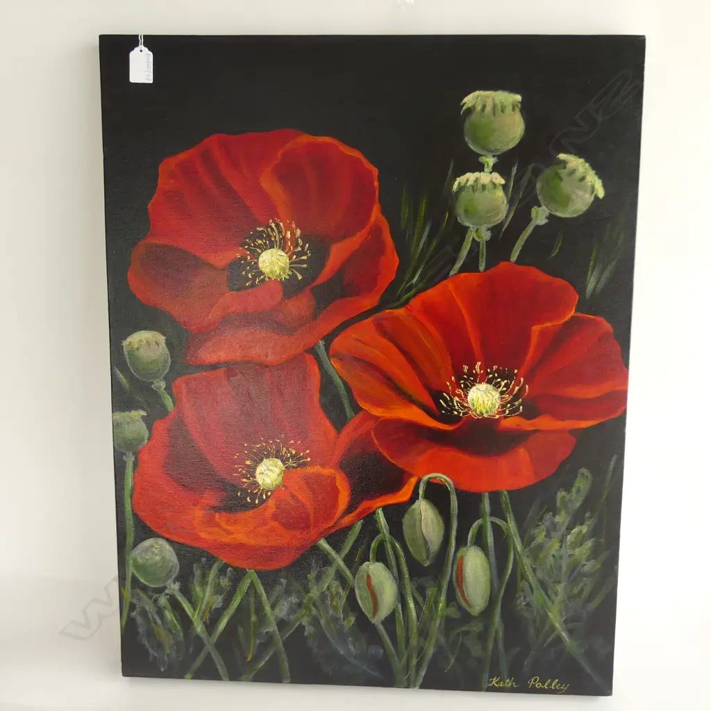 KATH POLLEY POPPIES ACRYLIC 710x560mm Image 1++