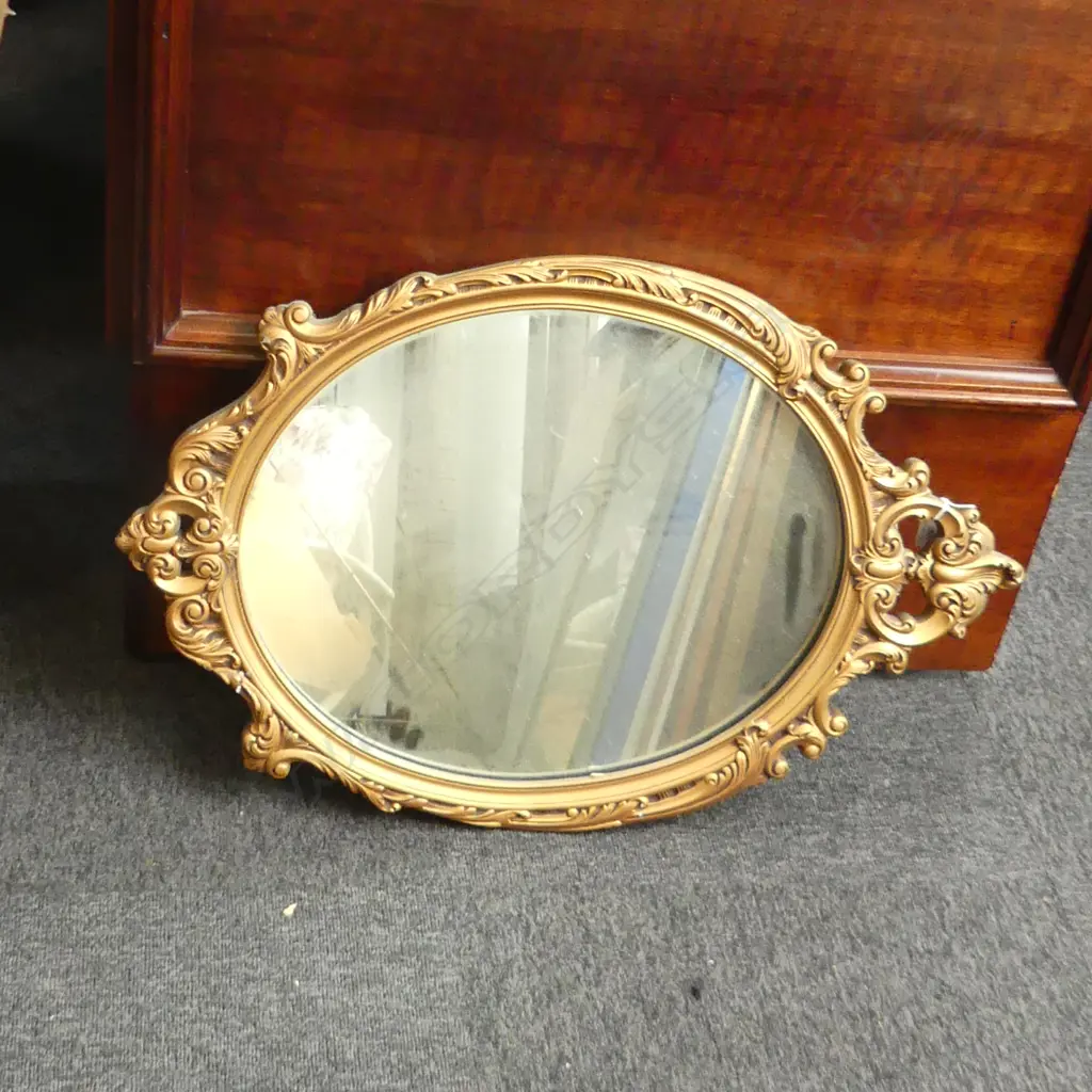 OVAL GILT FRAMED WALL MIRROR 715 X 460MM Image 1++
