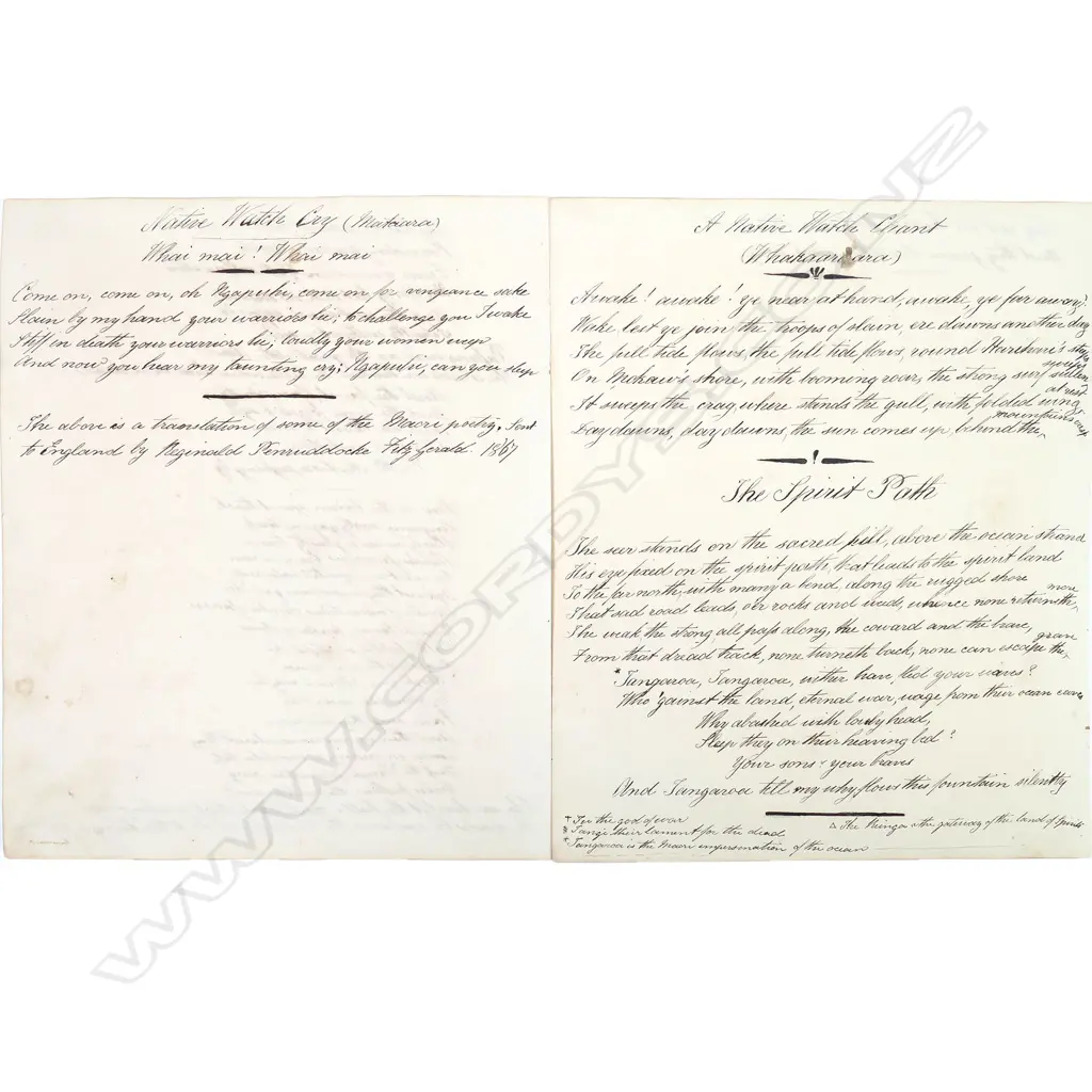 HANDWRITTEN WAIATA C. 1860s Image 1++