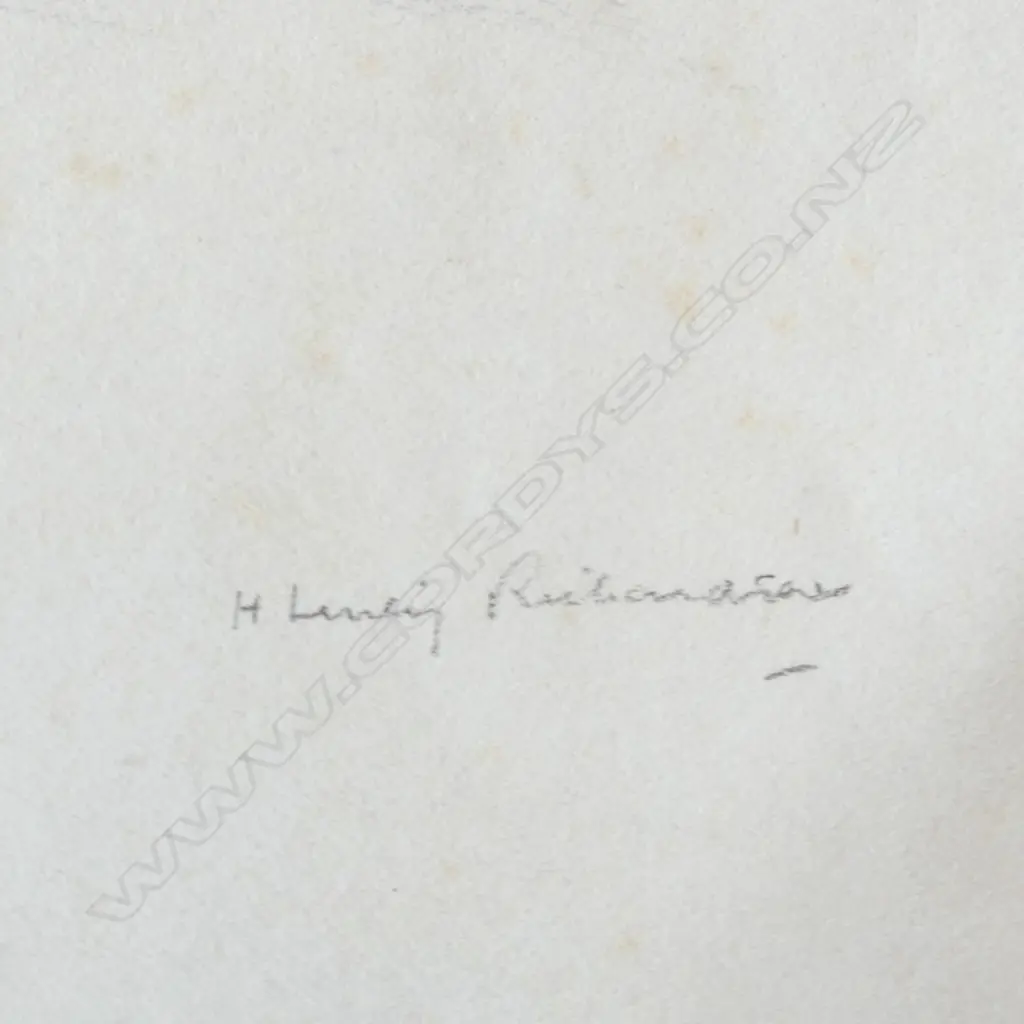 H.L. RICHARDSON PENCIL SKETCH ISLAND BAY SIGNED & H.L. RICHARDSON W/C EXT. LANDSCAPE. GIRLS ON REVERSE Image 1++