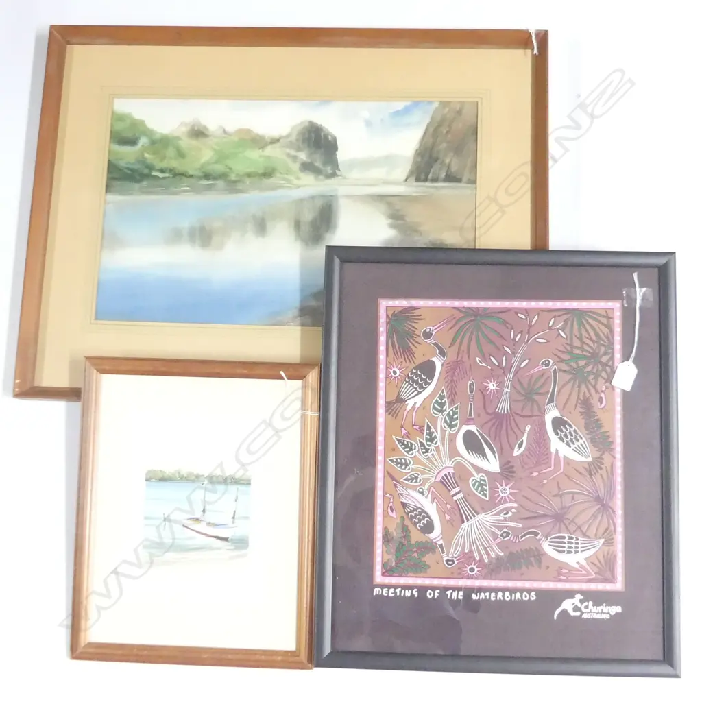 ABORIGINAL ART + TWO WATERCOLOUR’S – 190 x 250mm + 420 x 500mm + 490 x 520mm Image 1++