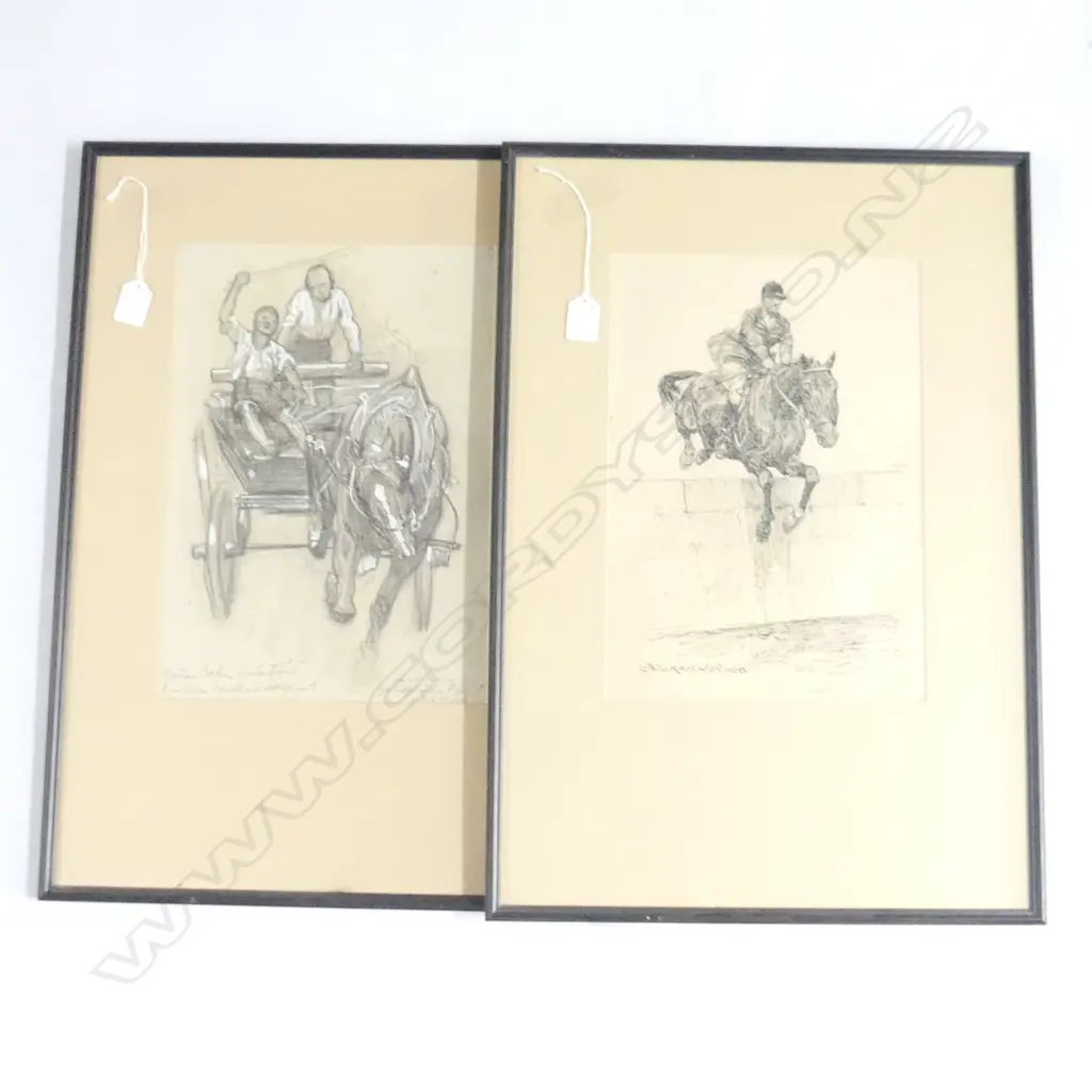 2 SKETCHES; LUDWIG KOCH WIEN; SHOW JUMPER 350x245 + OTHER 365x255mm Image 1++
