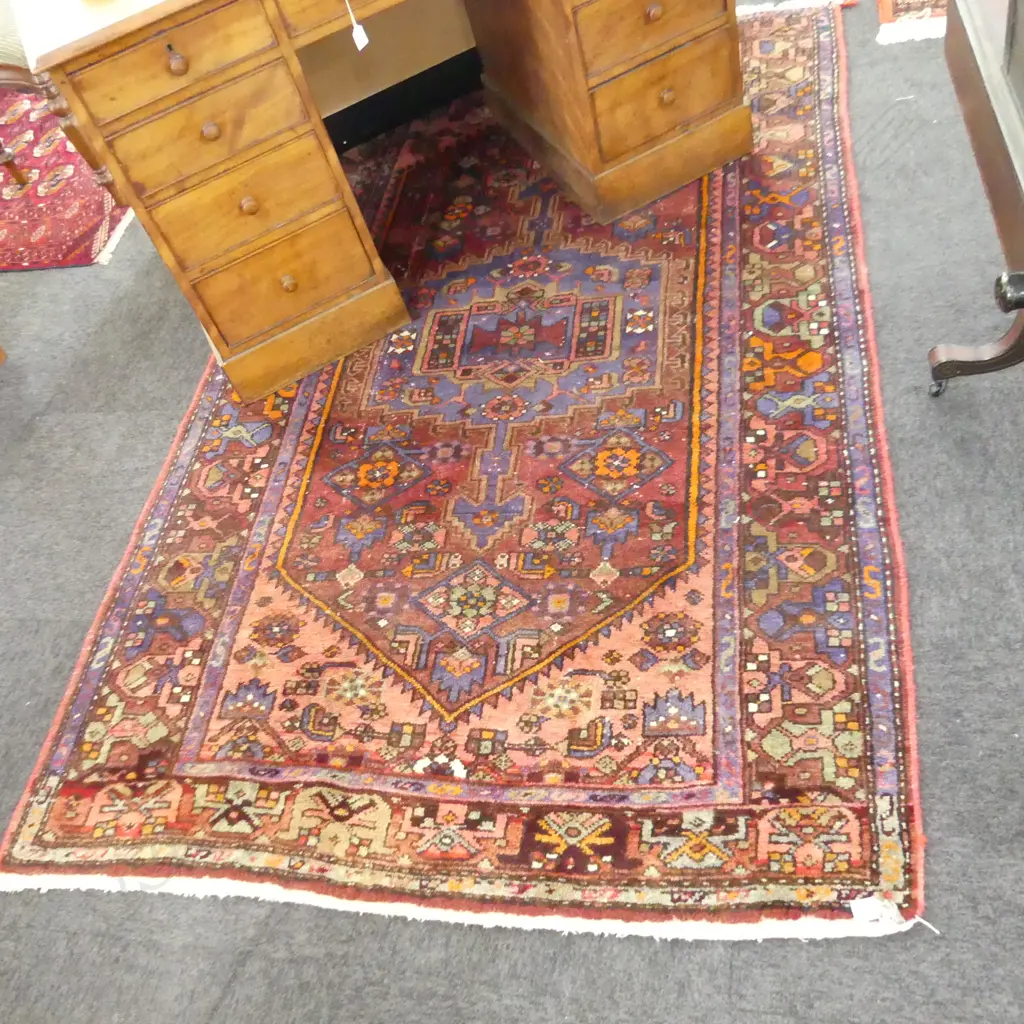 IRANIAN HAMADAN HAND KNOTTED WOOL PILE RUG 2180 X 1350 MM Image 1++