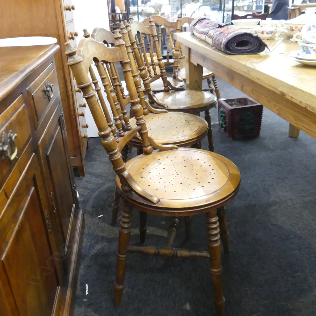 FIVE SPINDLE BACK CHAIRS Image 1++