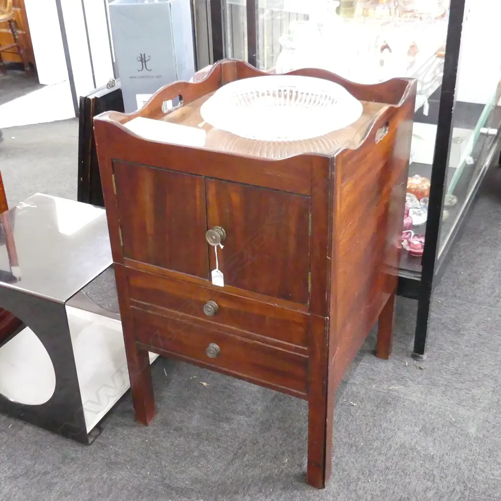 ANTIQUE REGENCY MAHOGANY BESIDE CABINET / COMMODE 485x510x760mm. C1820 Image 1++