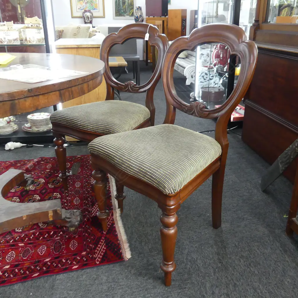 TWO VICTORIAN BALLOON BACK CHAIRS Image 1++
