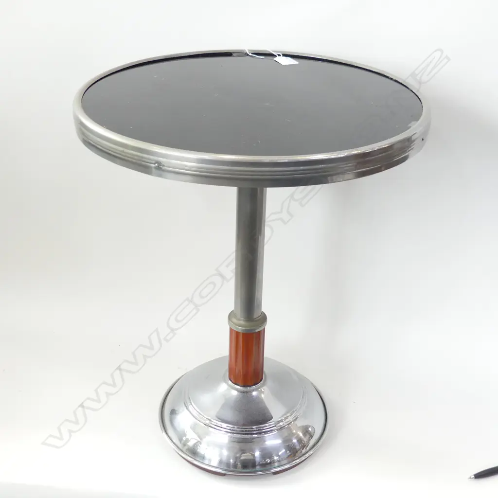 DECO CHROME & BLACK GLASS SIDE TABLE H.500 / 410mm dia Image 1++