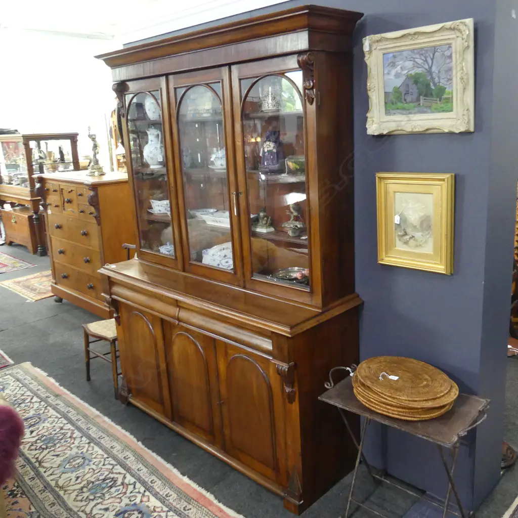 VICTORIAN MAHOGANY BOOKCASE/CABINET 1620 x 500 x 2140mm Image 1++