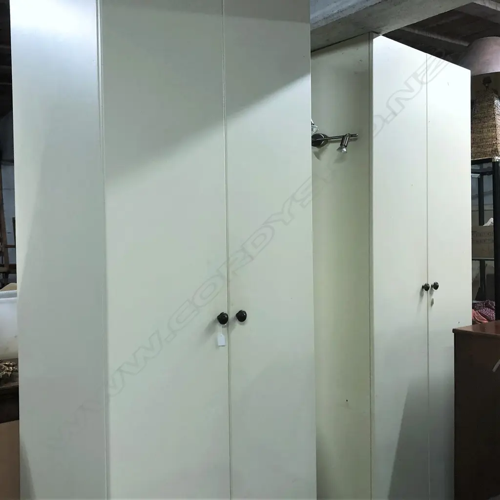 PAIR OF TALL CUPBOARDS 900 X 615 X 1400 MM WITH DESK/SHELF BETWEEN Image 1++