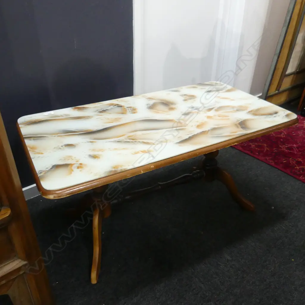 RETRO COFFEE TABLE GLASS TOP 900x500x450mm Image 1++