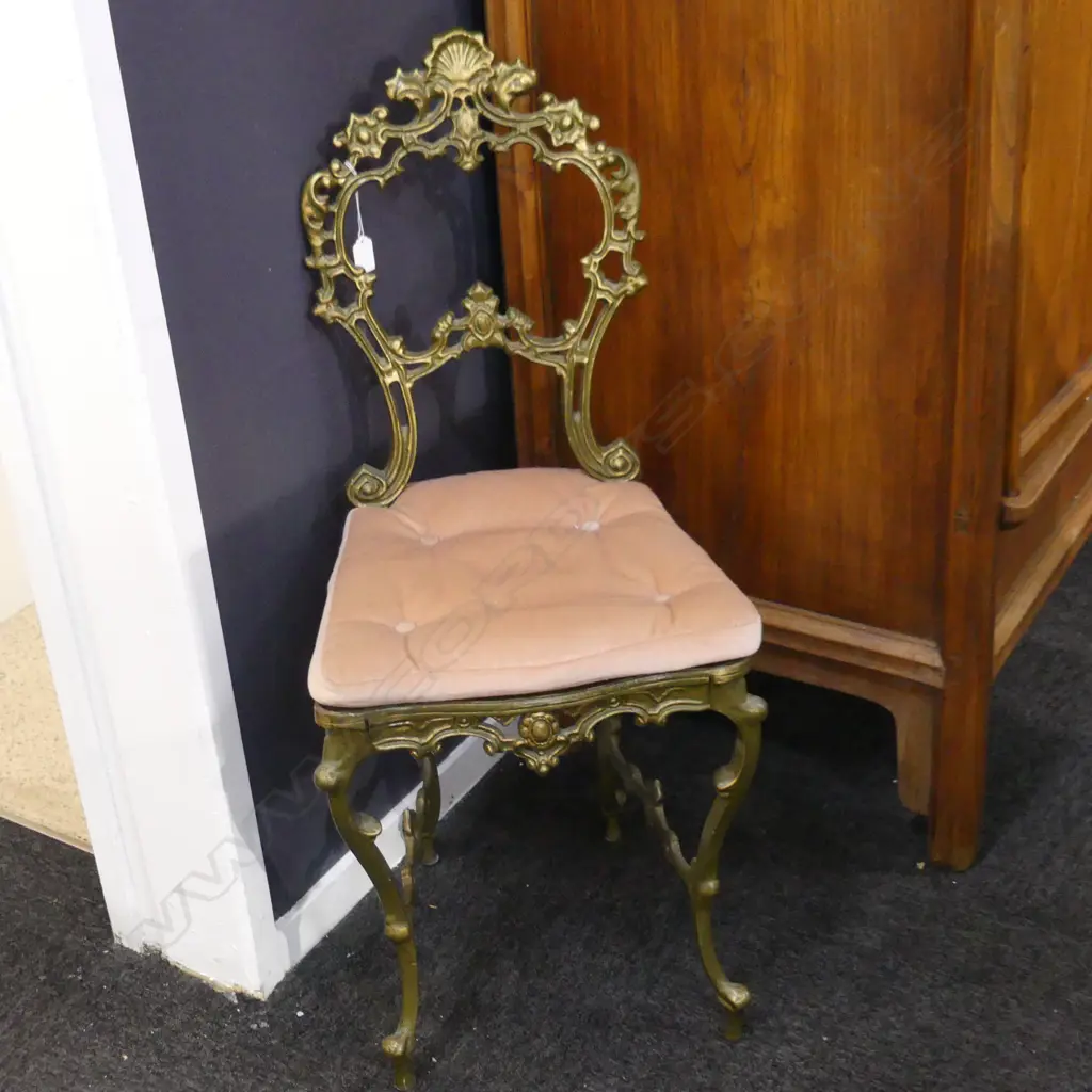 VINTAGE BRASS BEDROOM CHAIR Image 1++