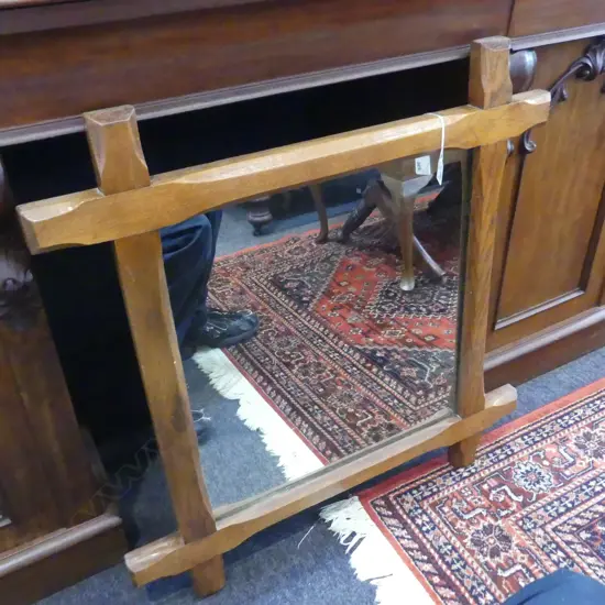 ARTS & CRAFTS STYLE OAK FRAMED MIRROR