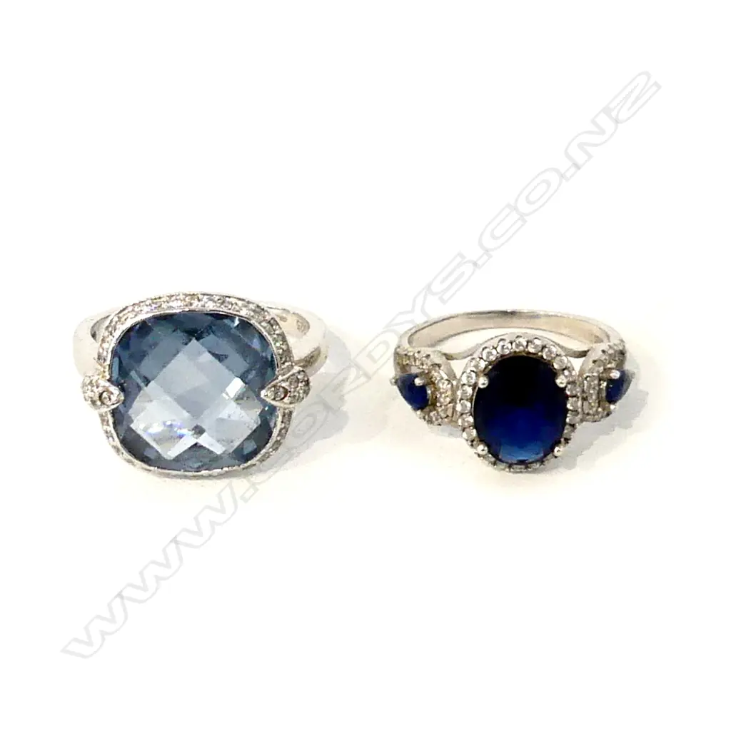 1 925 COSTUME RINGS SIZE T  plus 1 SILVER DARK BLUE STONES SIZE Q Image 1++