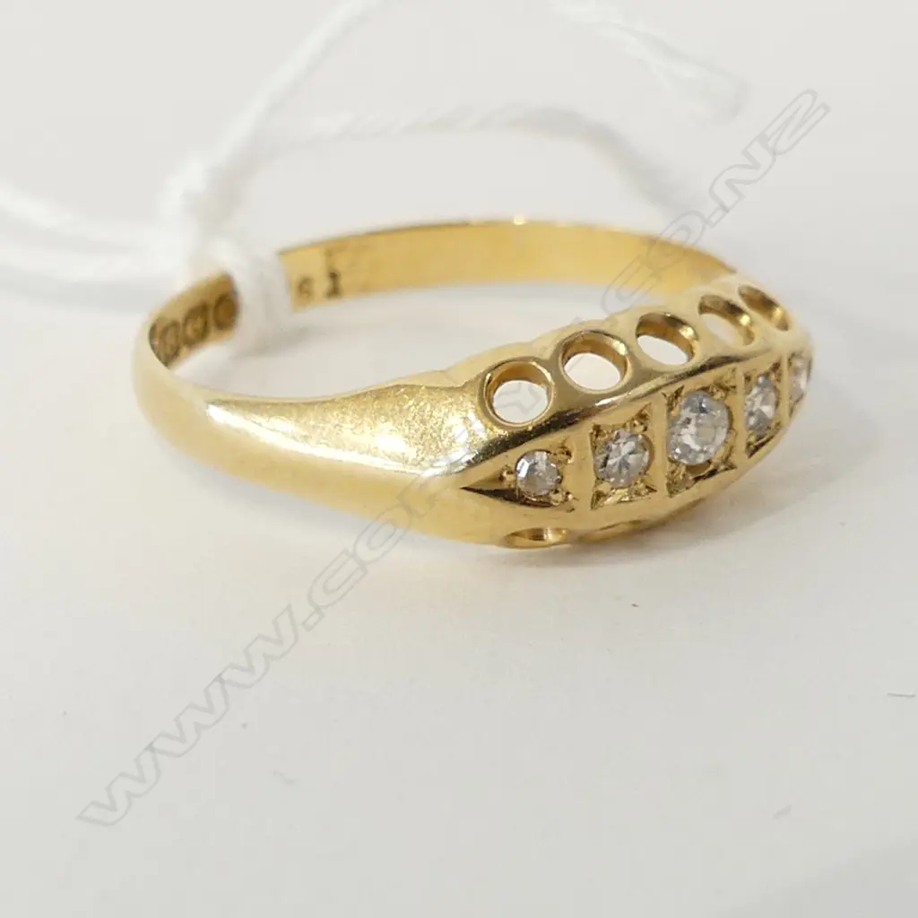 18CT DIAMOND DRESS RING B'HAM 1904 2 GRAMS SIZE P 1/2 Image 1++