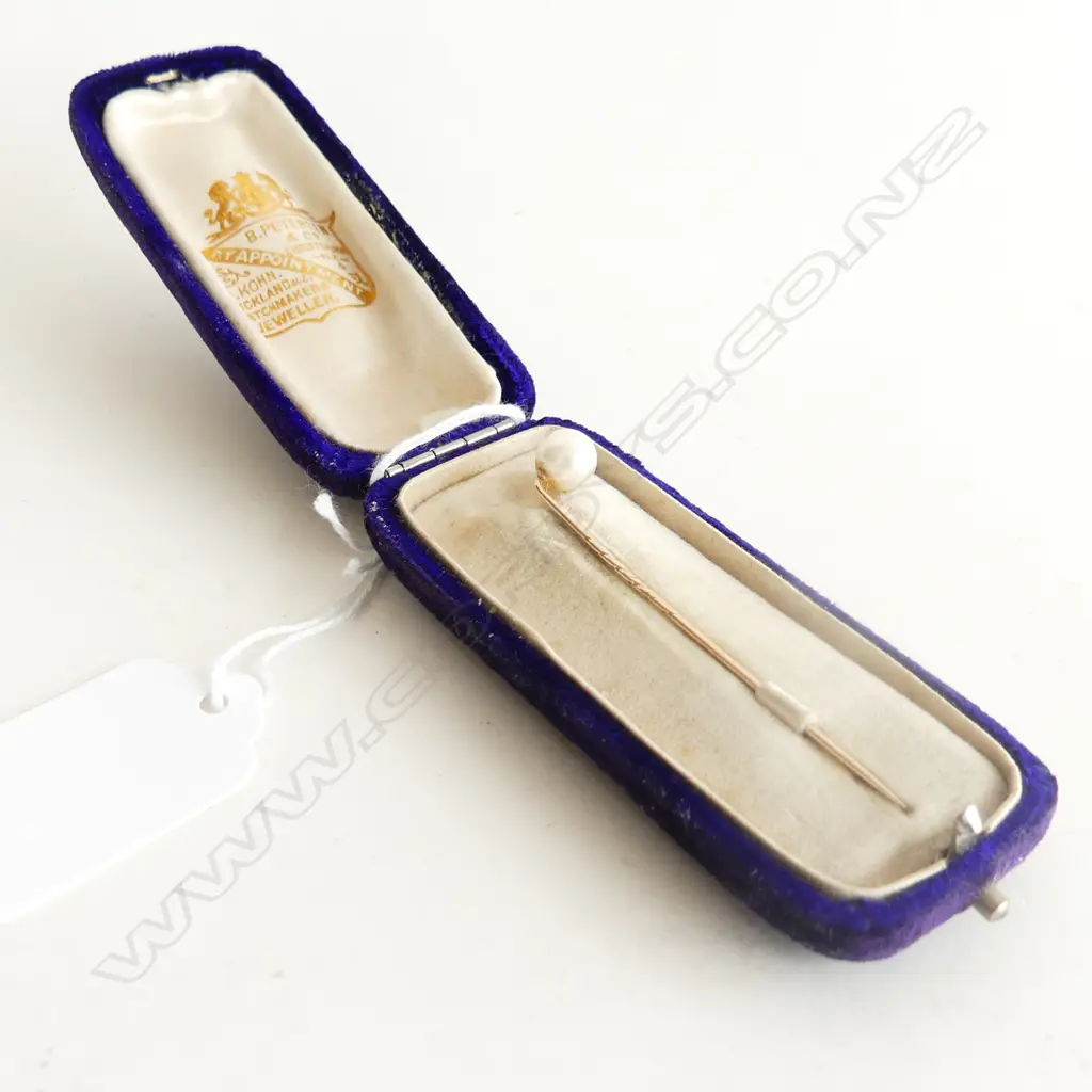 9CT GOLD CASED STICK PIN PINK PEARL END  Image 1++