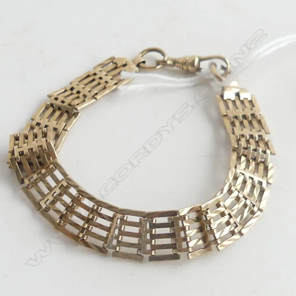 9CT VINTAGE GATE LINK TYPE BRACELET 13.58gm Image 1++