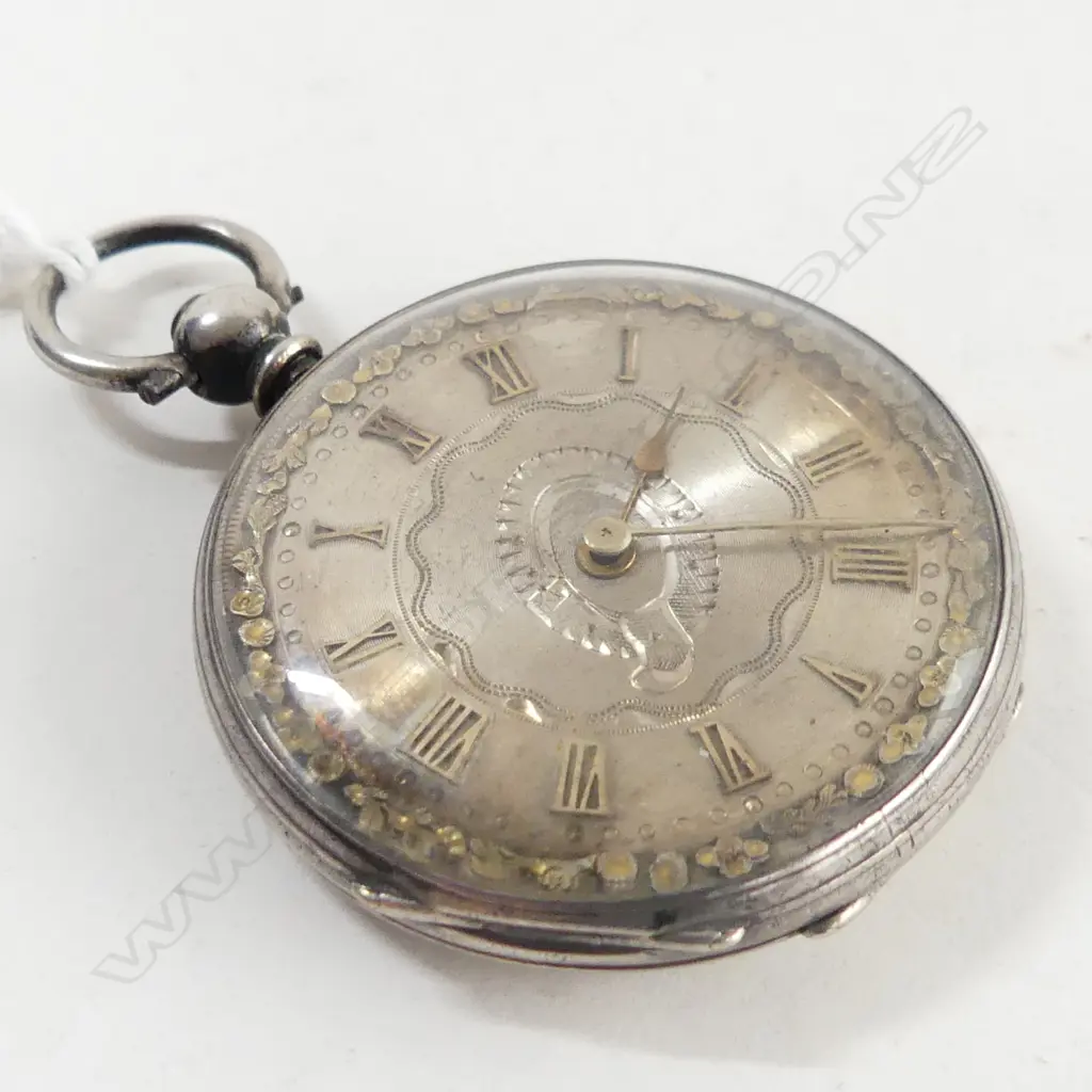 C1900 FANCY SILVER OPEN FACE POCKET WATCH MID SIZE Image 1++