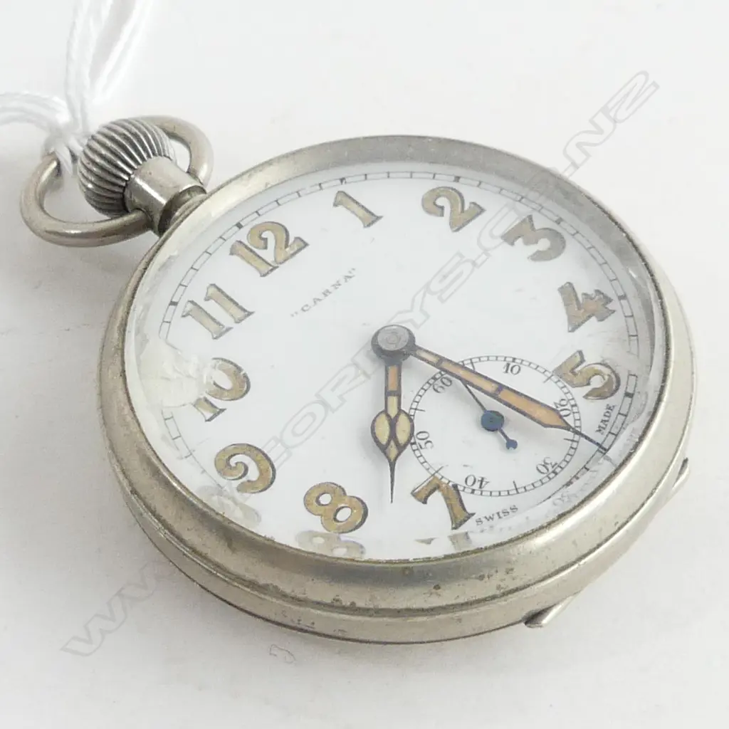 'CERNA' NICKLE CASED O/FACE POCKET WATCH RUNNING dial w chip Image 1++