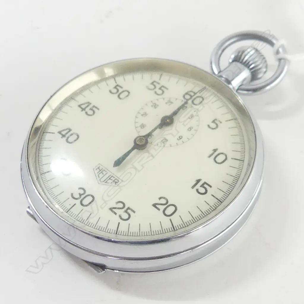 VINTAGE HEUER NICKLE POCKET STOPWATCH Image 1++