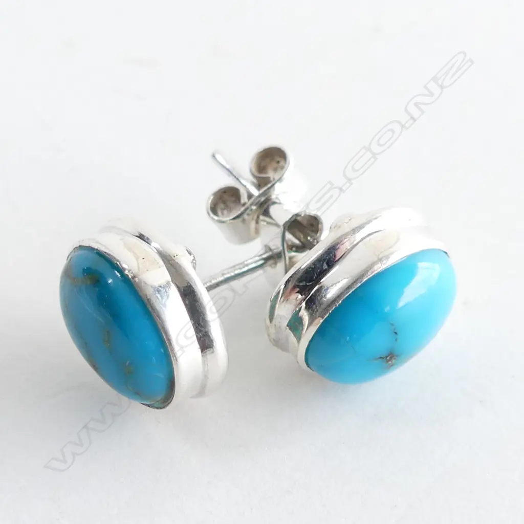 TURQUOISE, DOUBLE CROWN & 925 SILVER STUD EARRINGS Image 1++