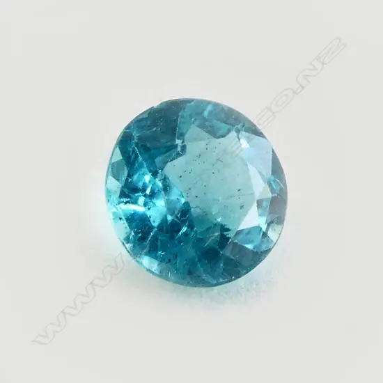 BLUE APATITE GEMSTONE, ROUND FACET CUT, 1.56 CT - WITH AIG REPORT 