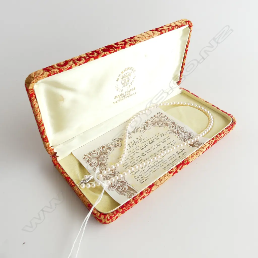 SAKATA PEARL NECKLACE, BOXED L.380mm Image 1++