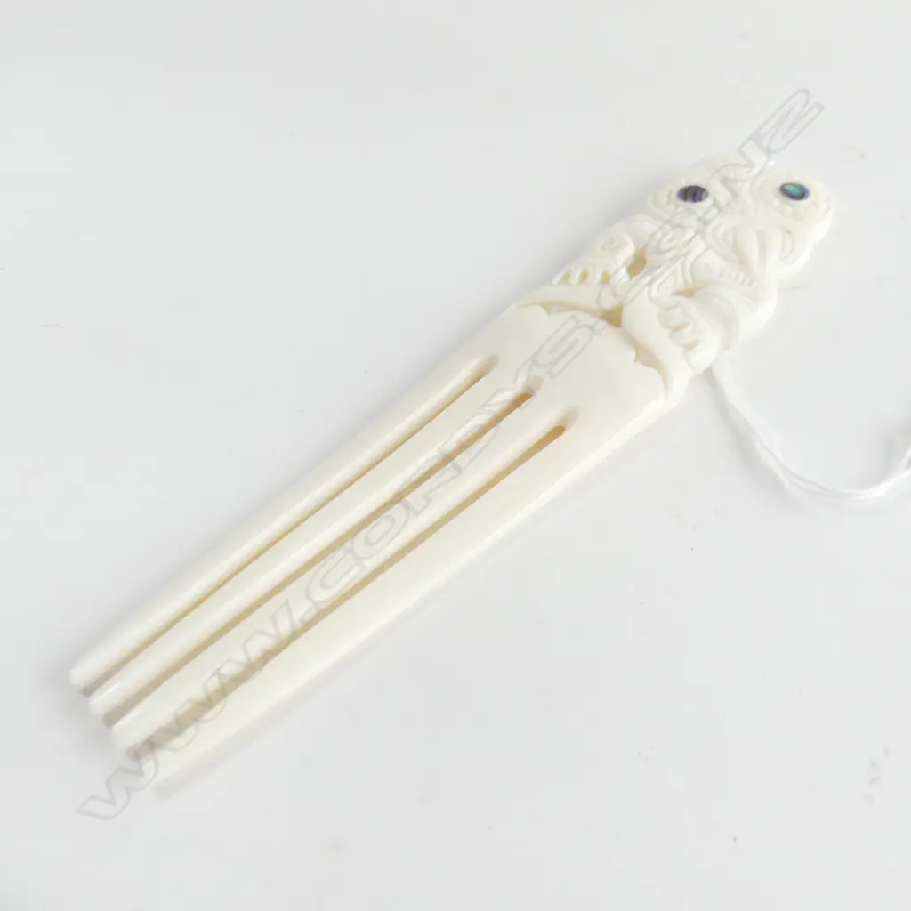MAORI CARVED BONE HERU / COMB H,158mm Image 1++