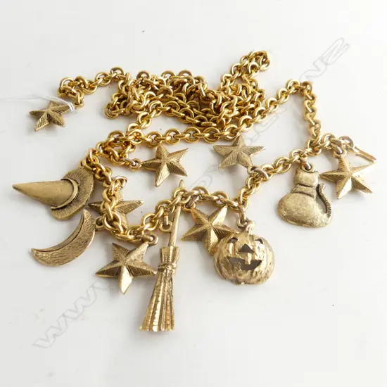 hold ask hamish b MOSCHINO HALLOWEEN CHAIN BELT w. MATCHING JACK O'LANTERN CLIP-ON EARRINGS...