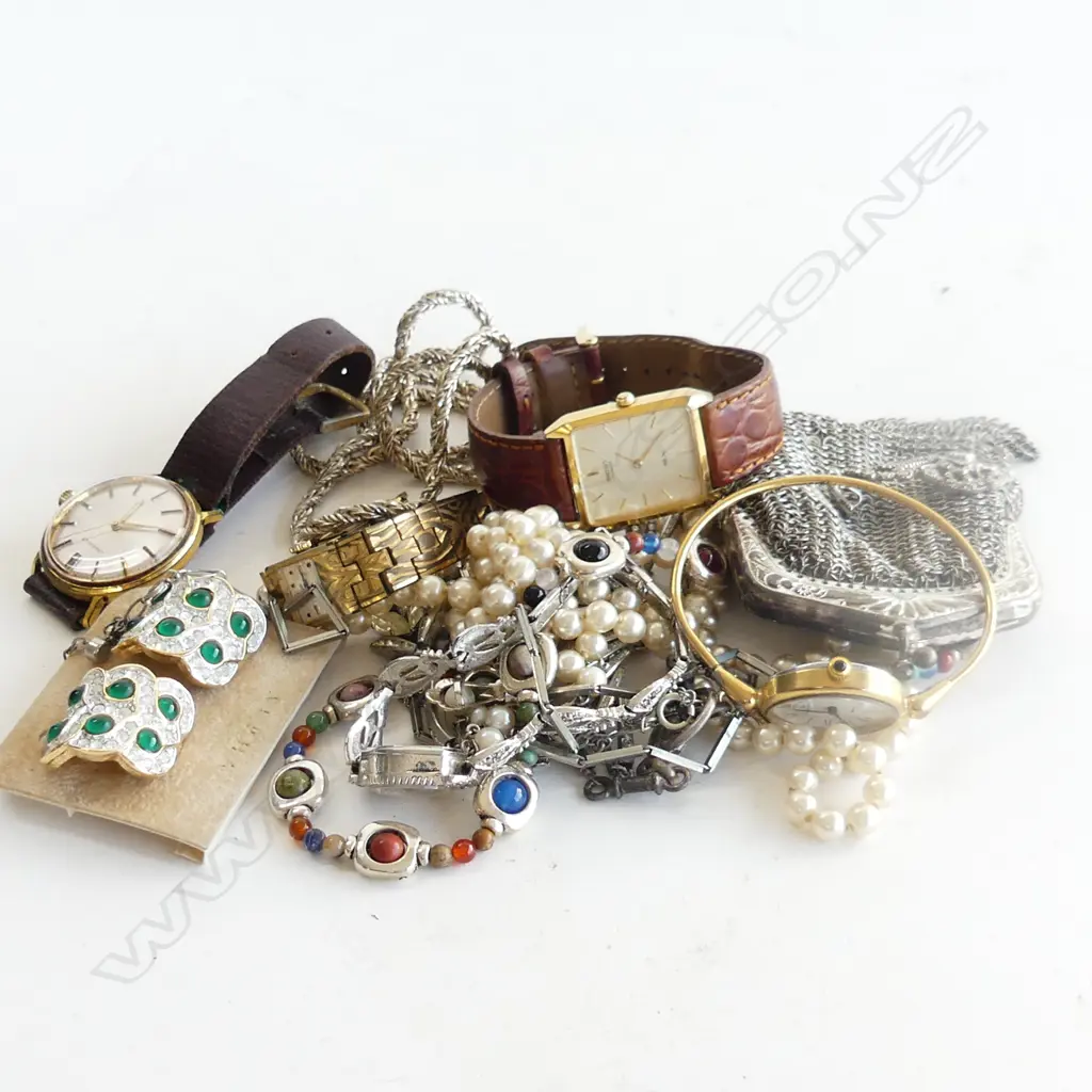 ASST. COSTUME JEWELLERY INCL. 2 SILVER NECKLACES ETC Image 1++
